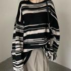 Striped Long-sleeve Knit Top Sweater - Stripe - One Size