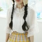Frilled See-through Blouse White - One Size