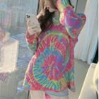Tie Dye Sweater Rose Pink & Green - One Size