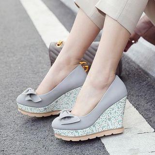 Platform Wedge Bow-accent Shoes