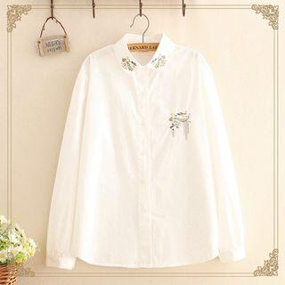 Long-sleeve Embroidered Shirt As Shown In Figure - One Size