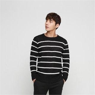 Round-neck Stripe Knit Sweater