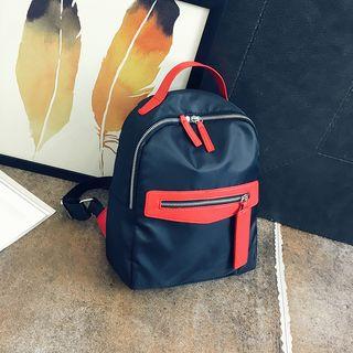 Contrast Trim Nylon Zipped Backpack