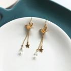 Faux Crystal Alloy Origami Crane Fringed Earring 1 Pair - Hook Earring - One Size