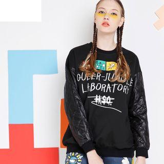Quilted Sleeve Lettering Pullover