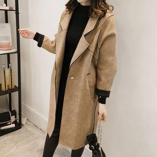 Notch Lapel Faux Suede Coat
