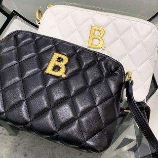 Letter Trim Quilted Crossbody Bag