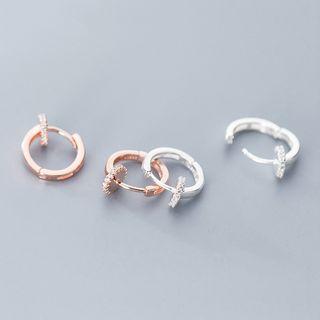 925 Sterling Silver Rhinestone Interlocking Hoop Dangle Earring