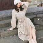 Bobble Tie-waist Sweater Dress