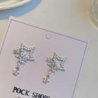 Star Rhinestone Alloy Earring 1 Pair - S925 Silver Needle Earring - Dark Silver - One Size