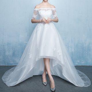 Off-shoulder Lace Dip-back Wedding Dress