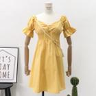 Lace-up Plain Mini Dress