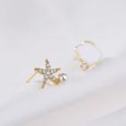 925 Sterling Silver Star Fish Stud Earring 1 Pair - Gold - One Size