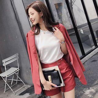 Set: Plain Blazer + Dress Shorts