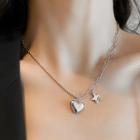 Heart Star Chain Necklace Necklace - Silver - One Size