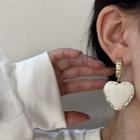 Heart Drop Earring 1 Pair - Gold & White - One Size