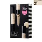 Luna - Pro-conceal Founde Kit: Founde (#21 Light Beige) 20ml + Cleanser 95ml + Founde 20ml + Brush 4 Pcs