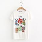 Short-sleeve Embroidered Applique T-shirt White - One Size