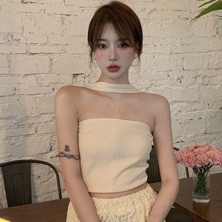 Halter Neck Top / Lace Wide-leg Pants