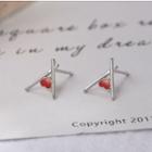 Heart Earring R571 - Red Heart - Silver - One Size