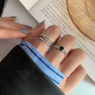 Agate Sterling Silver Ring / Layered Sterling Silver Open Ring