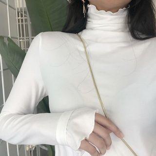 Ruffled Turtleneck Sweater
