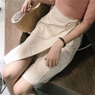 Side Tie Straight-fit Skirt