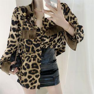 Leopard Print Velvet Shirt