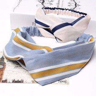 Knotted Stripe Elastic Hair Band Sky Blue - One Size