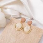Round Drop Earring 1 Pair - Stud Earrings - Gold - One Size