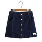 Button-up Denim Mini A-line Skort