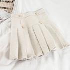 Tweed Mini A-line Pleated Skirt