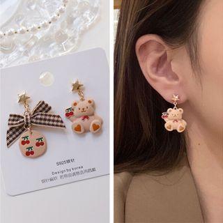 Beear Ribbon Asymmetrical Alloy Dangle Earring