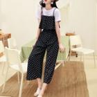 Spaghetti Strap Dotted Jumpsuit Black - One Size