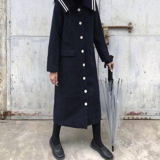 Sailor Collar Button Jacket Navy Blue - One Size
