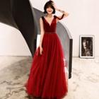 Open Back Sleeveless A-line Evening Gown
