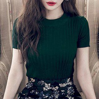 Rib-knit Short-sleeve Sweater