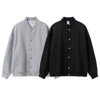 Snap Button Plain Baseball Jacket