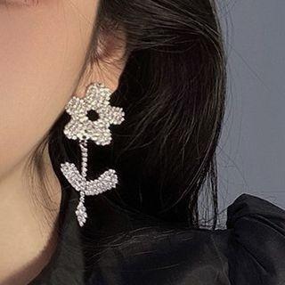 Flower Statement Earring 1 Pair - Silver - One Size