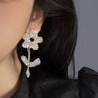 Flower Statement Earring 1 Pair - Silver - One Size