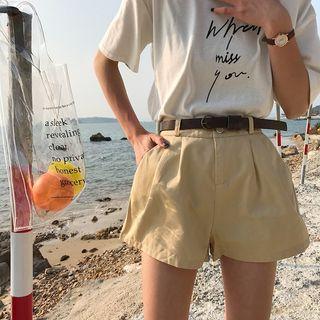 Set: Wide-leg Shorts + Belt