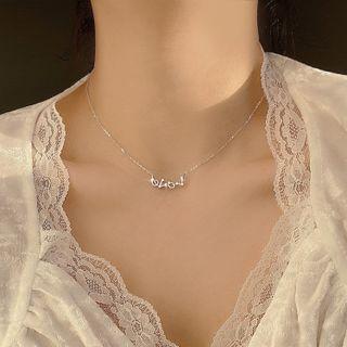 Love Lettering Pendant Sterling Silver Necklace 1pc - Silver - One Size