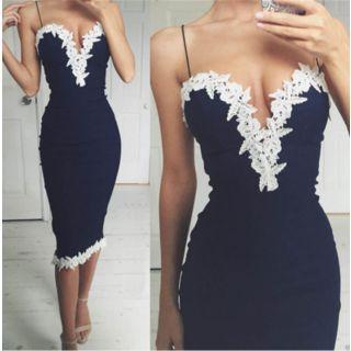 Lace Trim Sweetheart Neck Strappy Dress