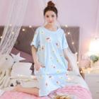 Egg Print Short-sleeve Nightdress