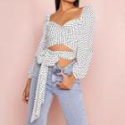 Dot Print Cropped Blouse