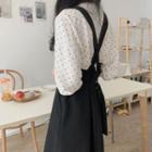 Polka Dot Shirt / Sleeveless Cross-back Midi A-line Dress