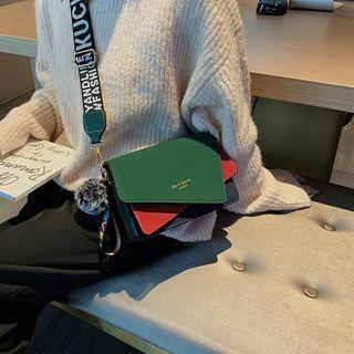 Lettering Strap Color Panel Crossbody Bag
