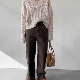 Stitched Napped Straight-leg Pants