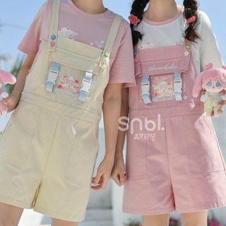 Cartoon Print Pvc Panel Jumper Shorts