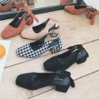 Block-heel Ribbon-accent Sandals